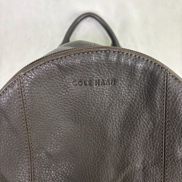 Cole Haan Brown Pebbled Leather Backpack - Picture 3 of 15